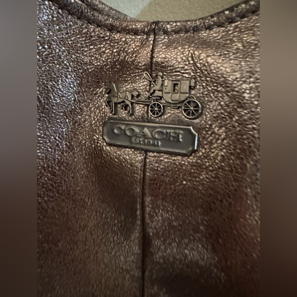Coach Madison Maggie Metallic Gunmetal Leather Hobo Bag Excellent Vintage Y2K - Picture 4 of 7
